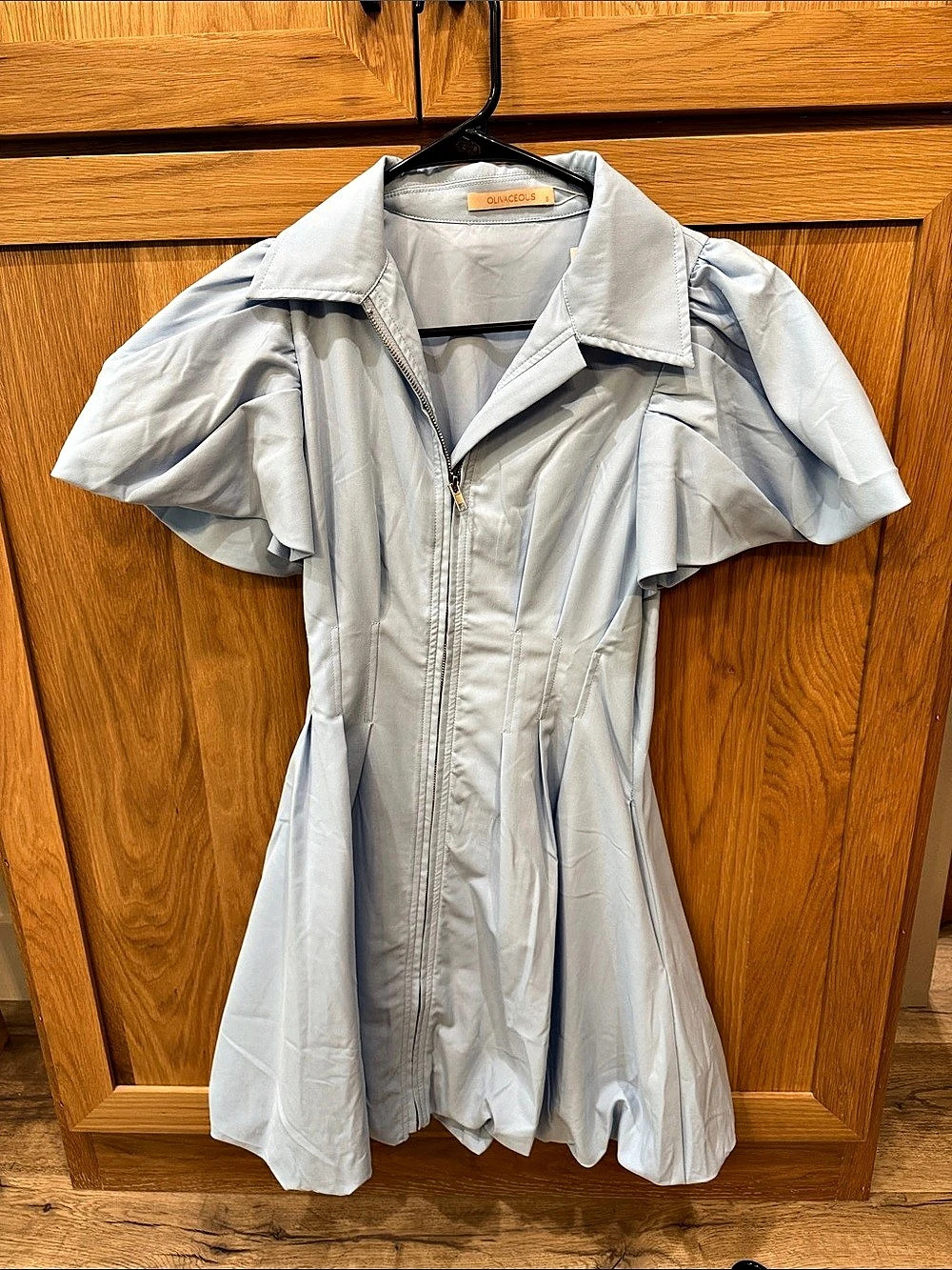 Olivaceous Katie Zip Up Mini Dress Blue Small